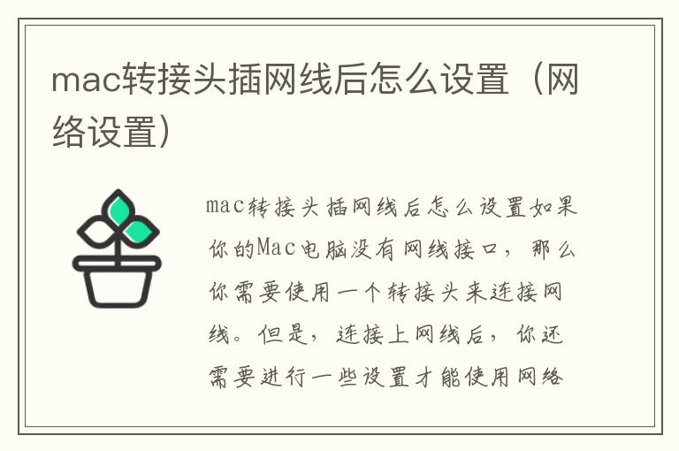 mac轉接頭插網線后怎么設置（網絡設置）