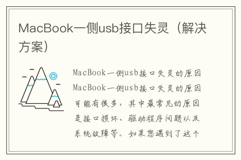 MacBook一側usb接口失靈（解決方案）